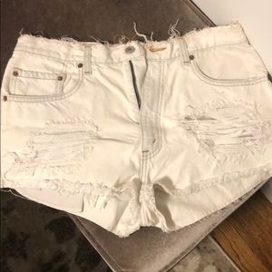 Levis white jean cut off shorts